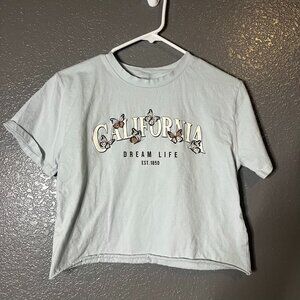 California Dream Life Butterfly Graphic Crop Tee Organic Cotton Small
